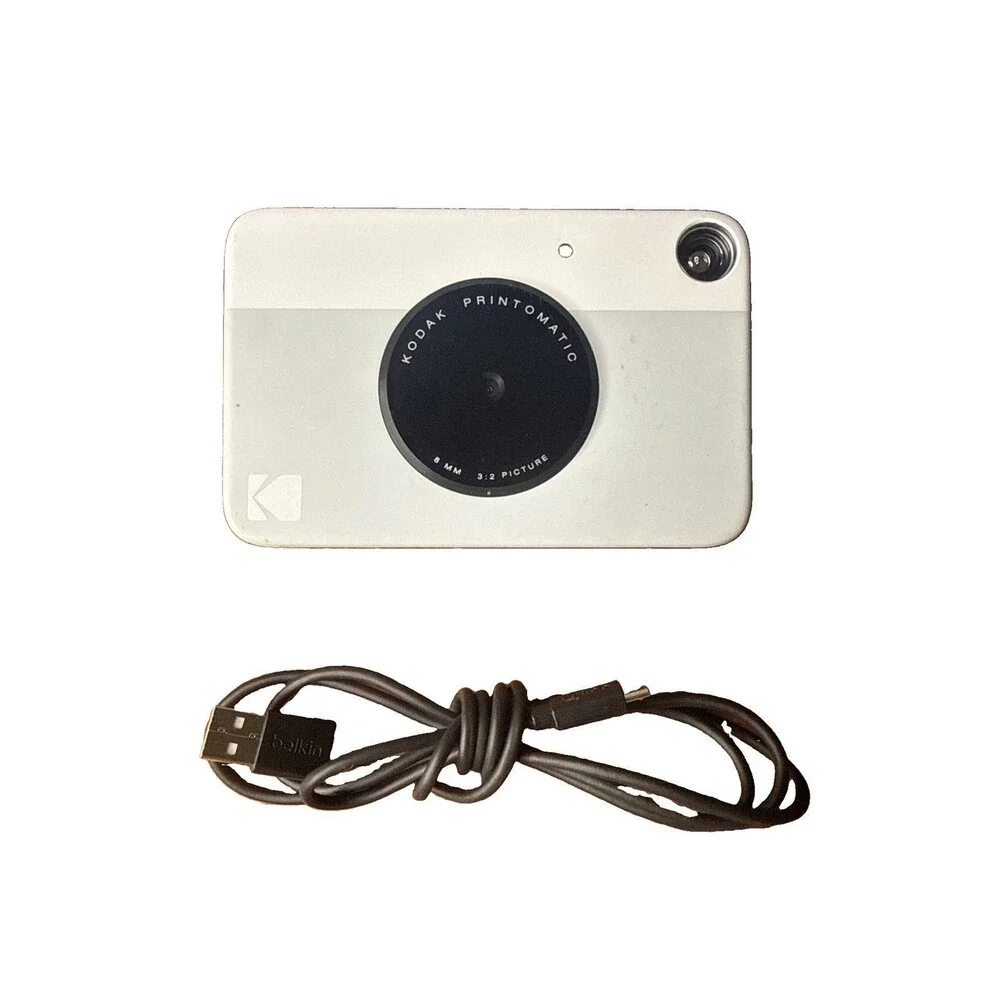 Kodak Printomatic Instant Digital Camera White Gray w/Belkin Charging Cable